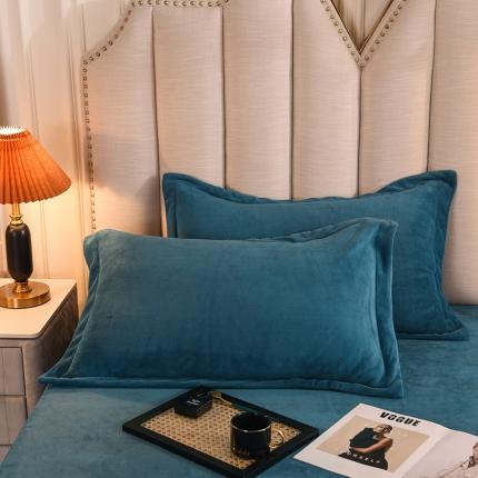 91家纺网 家纺一手货源 找家纺 （总）甜之梦2025牛奶绒纯色拼色单品四件套枕套一对（可定制尺寸）枕套一对