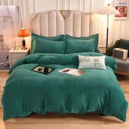 91家纺网 家纺一手货源 找家纺 甜之梦家纺2025新款牛奶绒四件套 （可定制尺寸）墨绿