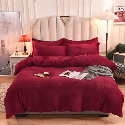 91家纺网 家纺一手货源 找家纺 甜之梦家纺2025新款牛奶绒四件套 （可定制尺寸）洋酒红