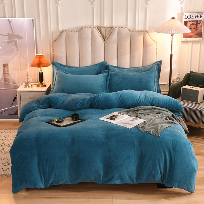 91家纺网 家纺一手货源 找家纺 甜之梦家纺2025新款牛奶绒四件套 （可定制尺寸）宝石蓝