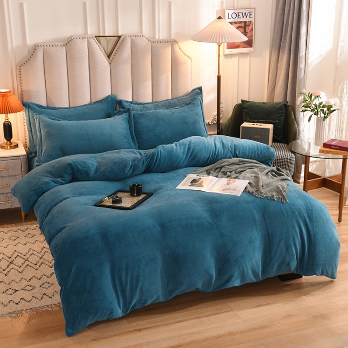 91家纺网 家纺一手货源 找家纺 甜之梦家纺2025新款牛奶绒四件套 （可定制尺寸）宝石蓝