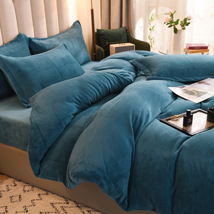 91家纺网 家纺一手货源 找家纺 甜之梦家纺2025新款牛奶绒四件套 （可定制尺寸）宝石蓝