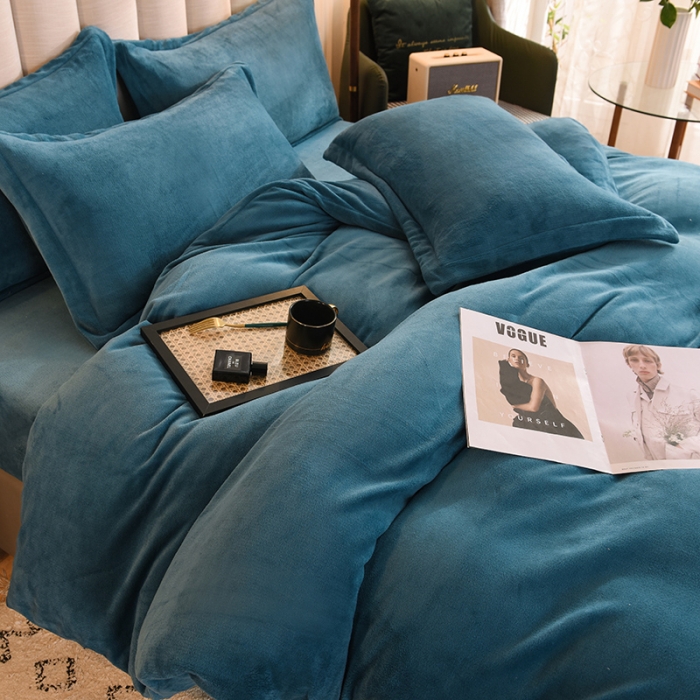 91家纺网 家纺一手货源 找家纺 甜之梦家纺2025新款牛奶绒四件套 （可定制尺寸）宝石蓝