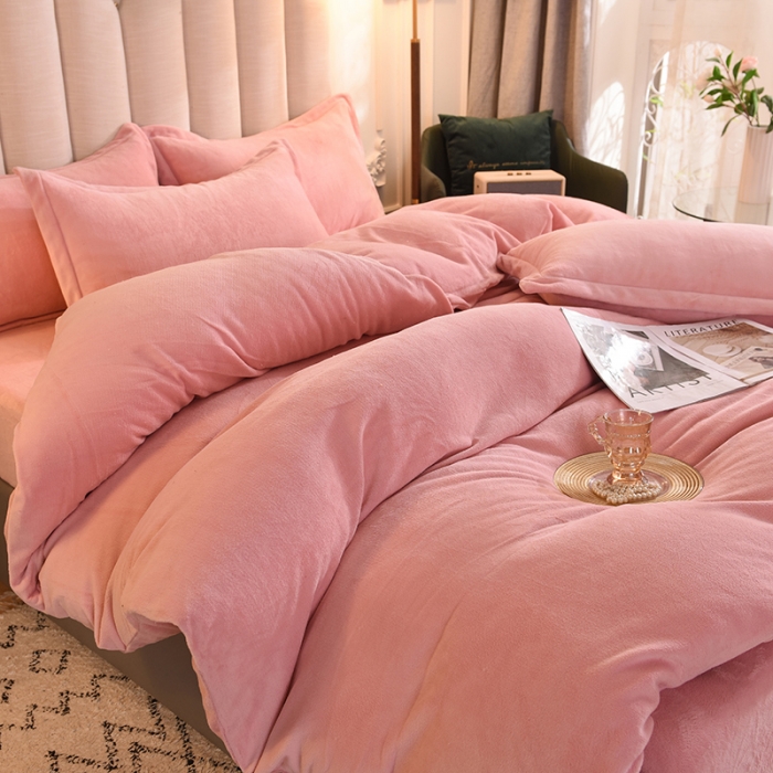 91家纺网 家纺一手货源 找家纺 甜之梦家纺2025新款牛奶绒四件套（可定制尺寸） 淡粉