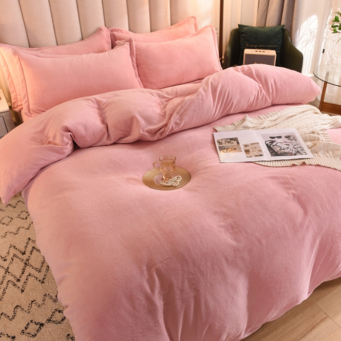 91家纺网 家纺一手货源 找家纺 甜之梦家纺2025新款牛奶绒四件套（可定制尺寸） 淡粉