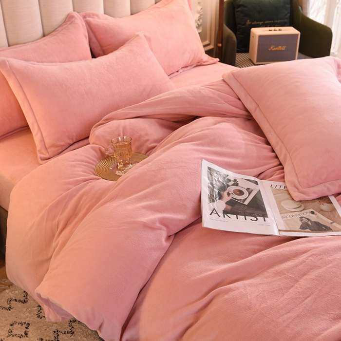 91家纺网 家纺一手货源 找家纺 甜之梦家纺2025新款牛奶绒四件套（可定制尺寸） 淡粉