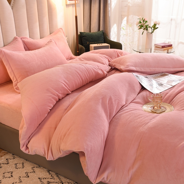 91家纺网 家纺一手货源 找家纺 甜之梦家纺2025新款牛奶绒四件套（可定制尺寸） 淡粉