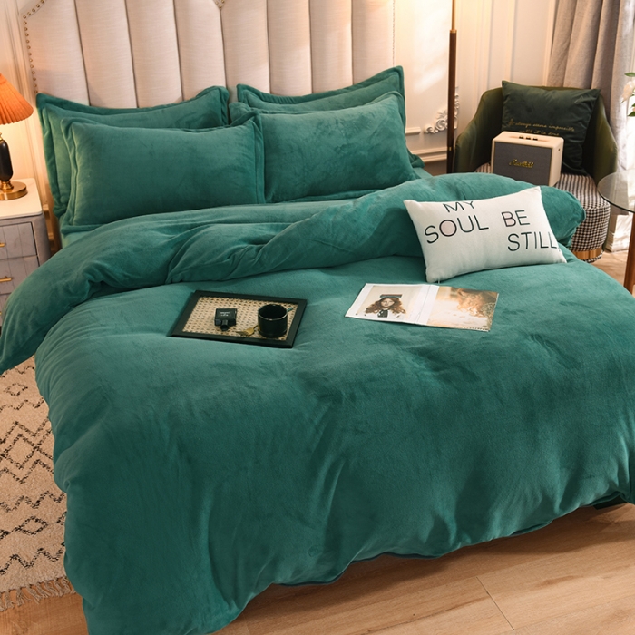 91家纺网 家纺一手货源 找家纺 甜之梦家纺2025新款牛奶绒四件套 （可定制尺寸）墨绿