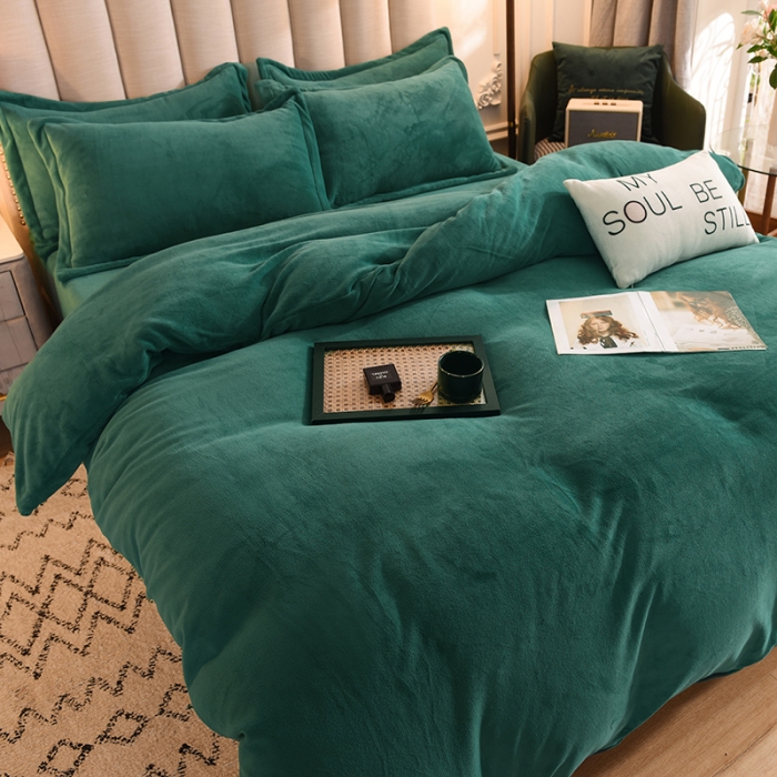 91家纺网 家纺一手货源 找家纺 甜之梦家纺2025新款牛奶绒四件套 （可定制尺寸）墨绿