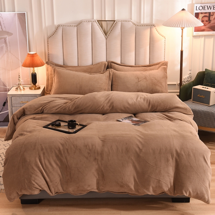 91家纺网 家纺一手货源 找家纺 甜之梦家纺2025新款牛奶绒四件套 （可定制尺寸）奶茶咖