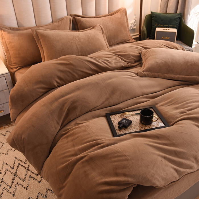 91家纺网 家纺一手货源 找家纺 甜之梦家纺2025新款牛奶绒四件套 （可定制尺寸）奶茶咖