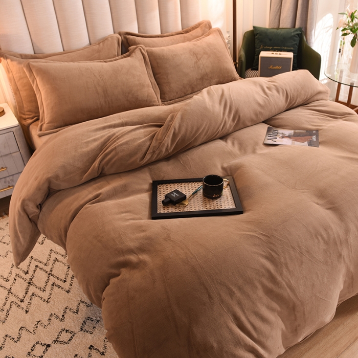 91家纺网 家纺一手货源 找家纺 甜之梦家纺2025新款牛奶绒四件套 （可定制尺寸）奶茶咖