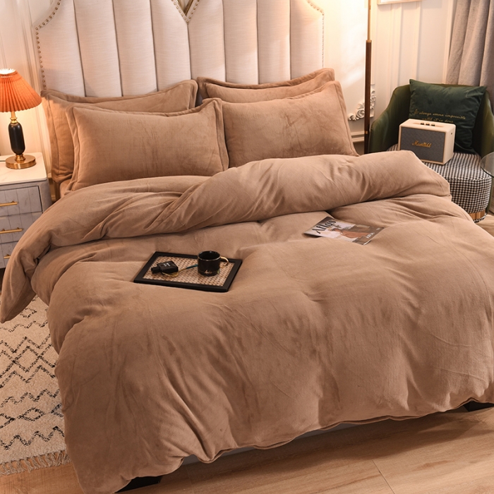 91家纺网 家纺一手货源 找家纺 甜之梦家纺2025新款牛奶绒四件套 （可定制尺寸）奶茶咖