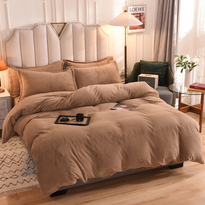 91家纺网 家纺一手货源 找家纺 甜之梦家纺2025新款牛奶绒四件套 （可定制尺寸）奶茶咖