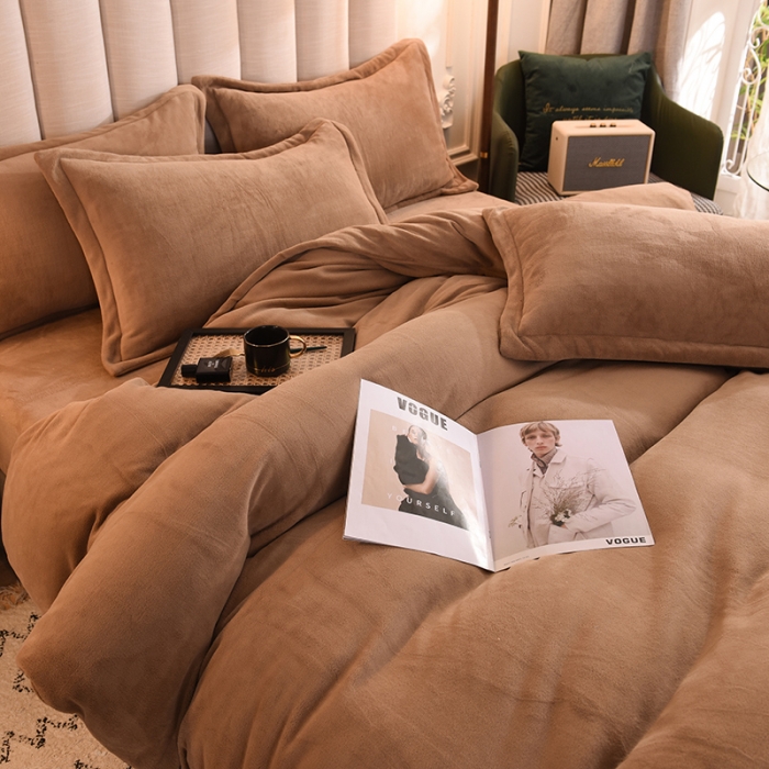 91家纺网 家纺一手货源 找家纺 甜之梦家纺2025新款牛奶绒四件套 （可定制尺寸）奶茶咖