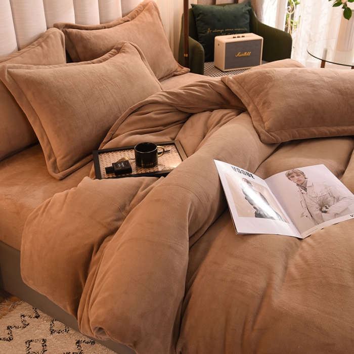 91家纺网 家纺一手货源 找家纺 甜之梦家纺2025新款牛奶绒四件套 （可定制尺寸）奶茶咖