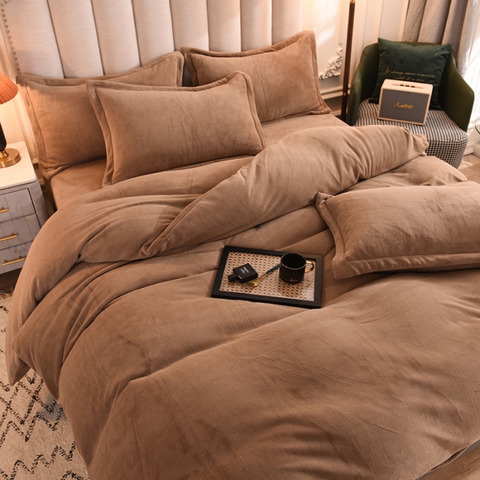 91家纺网 家纺一手货源 找家纺 甜之梦家纺2025新款牛奶绒四件套 （可定制尺寸）奶茶咖