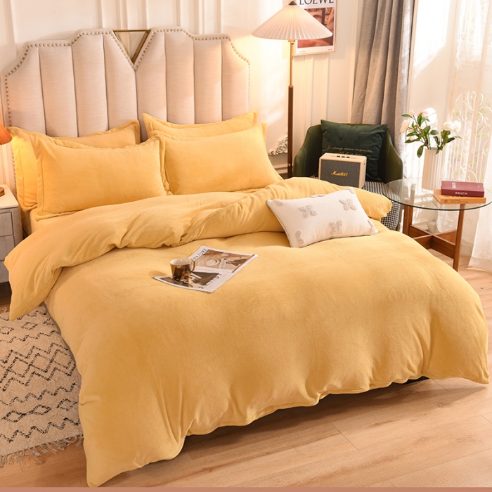 91家纺网 家纺一手货源 找家纺 甜之梦家纺2025新款牛奶绒四件套（可定制尺寸） 嫩黄