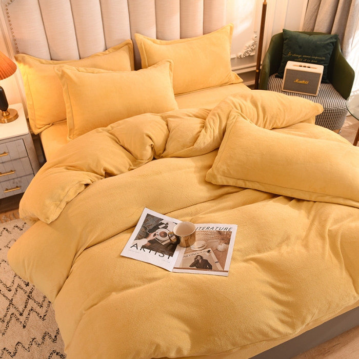 91家纺网 家纺一手货源 找家纺 甜之梦家纺2025新款牛奶绒四件套（可定制尺寸） 嫩黄