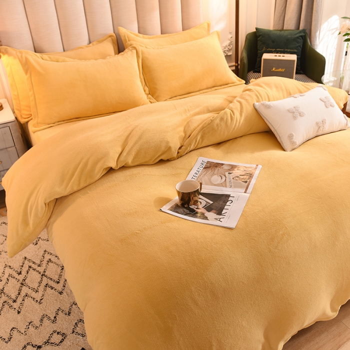 91家纺网 家纺一手货源 找家纺 甜之梦家纺2025新款牛奶绒四件套（可定制尺寸） 嫩黄