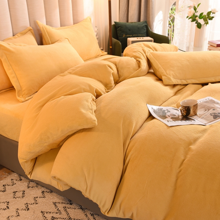 91家纺网 家纺一手货源 找家纺 甜之梦家纺2025新款牛奶绒四件套（可定制尺寸） 嫩黄