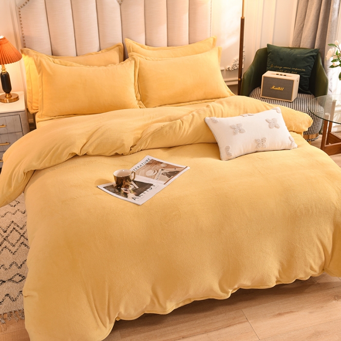 91家纺网 家纺一手货源 找家纺 甜之梦家纺2025新款牛奶绒四件套（可定制尺寸） 嫩黄