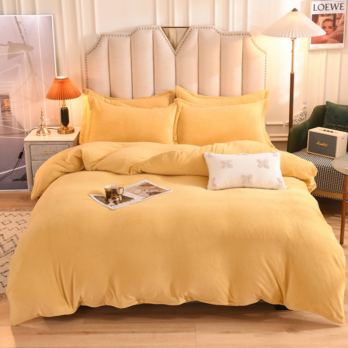 91家纺网 家纺一手货源 找家纺 甜之梦家纺2025新款牛奶绒四件套（可定制尺寸） 嫩黄