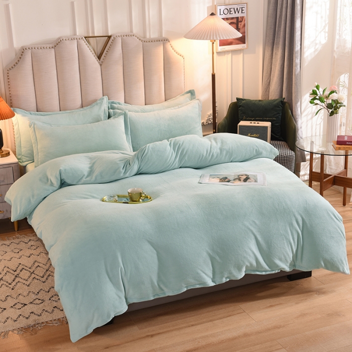 91家纺网 家纺一手货源 找家纺 甜之梦家纺2025新款牛奶绒四件套（可定制尺寸） 嫩绿