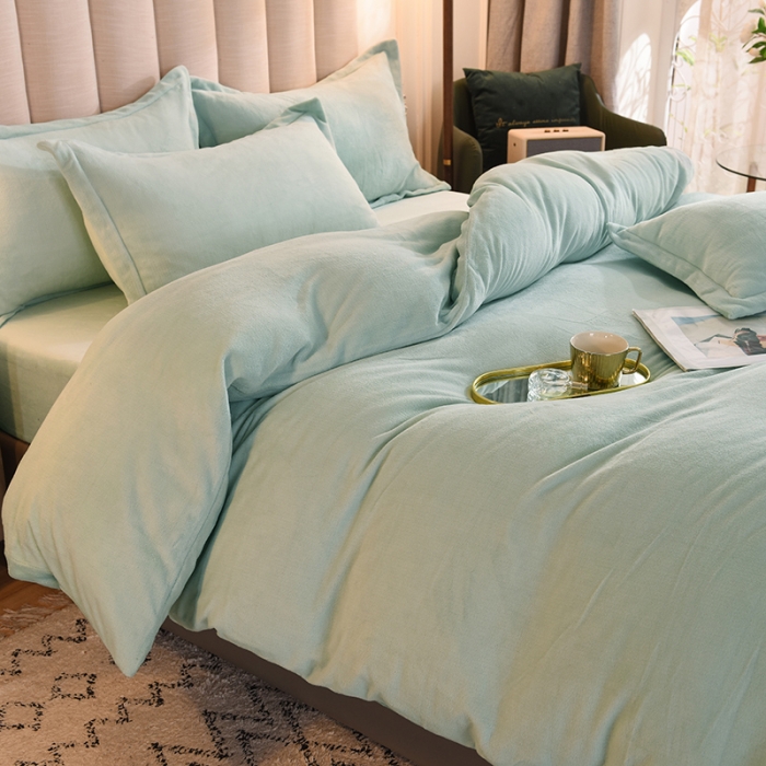 91家纺网 家纺一手货源 找家纺 甜之梦家纺2025新款牛奶绒四件套（可定制尺寸） 嫩绿