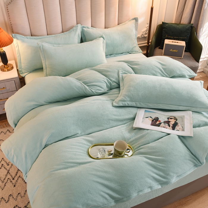 91家纺网 家纺一手货源 找家纺 甜之梦家纺2025新款牛奶绒四件套（可定制尺寸） 嫩绿