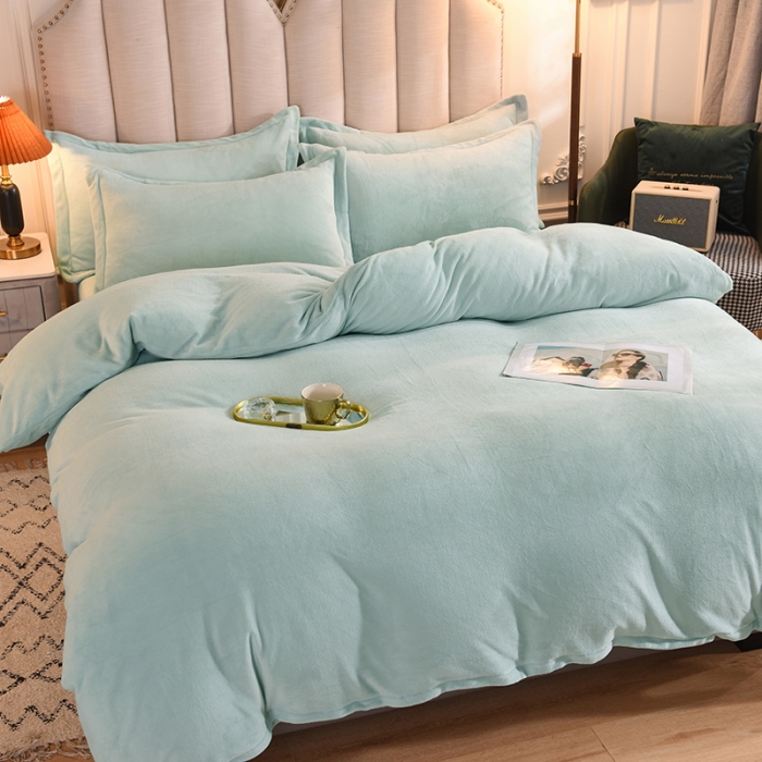 91家纺网 家纺一手货源 找家纺 甜之梦家纺2025新款牛奶绒四件套（可定制尺寸） 嫩绿