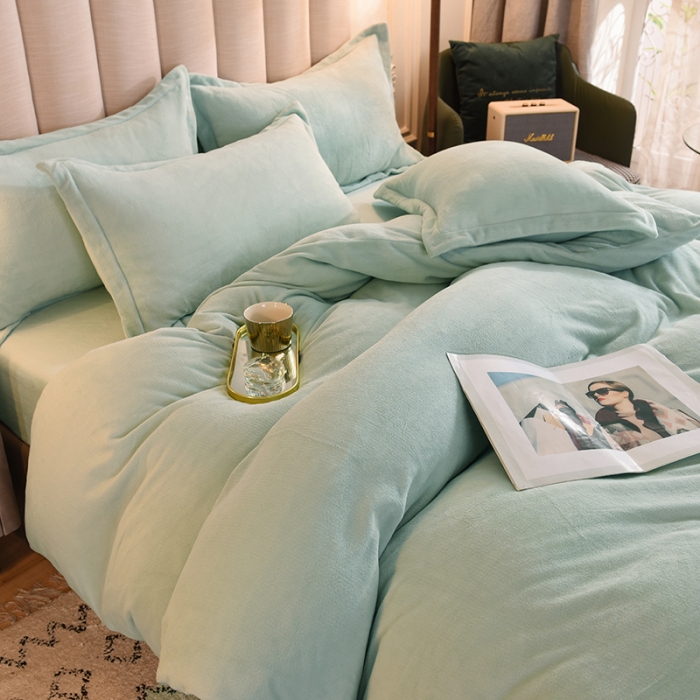 91家纺网 家纺一手货源 找家纺 甜之梦家纺2025新款牛奶绒四件套（可定制尺寸） 嫩绿