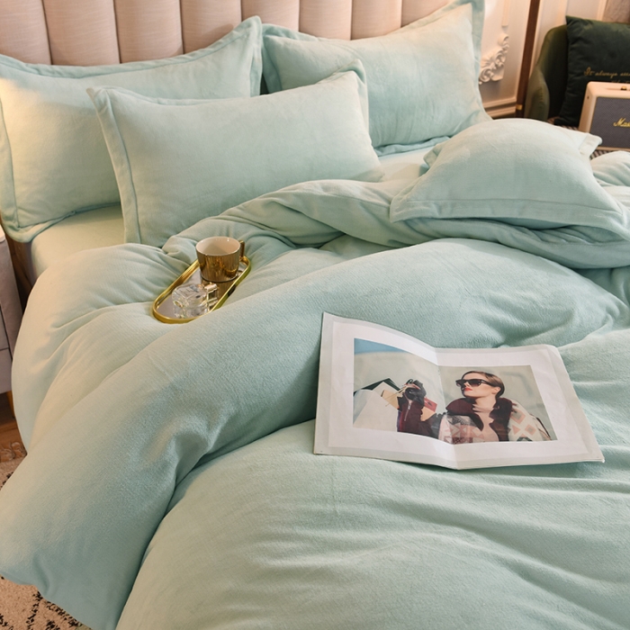 91家纺网 家纺一手货源 找家纺 甜之梦家纺2025新款牛奶绒四件套（可定制尺寸） 嫩绿