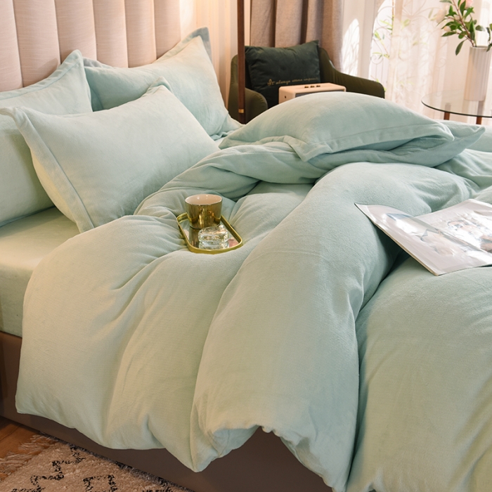 91家纺网 家纺一手货源 找家纺 甜之梦家纺2025新款牛奶绒四件套（可定制尺寸） 嫩绿