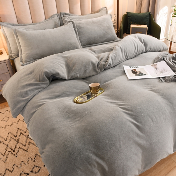 91家纺网 家纺一手货源 找家纺 甜之梦家纺2025新款牛奶绒四件套（可定制尺寸） 浅灰