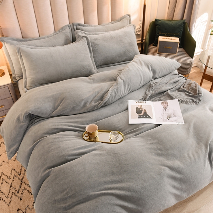 91家纺网 家纺一手货源 找家纺 甜之梦家纺2025新款牛奶绒四件套（可定制尺寸） 浅灰