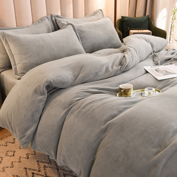 91家纺网 家纺一手货源 找家纺 甜之梦家纺2025新款牛奶绒四件套（可定制尺寸） 浅灰
