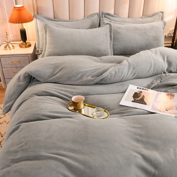 91家纺网 家纺一手货源 找家纺 甜之梦家纺2025新款牛奶绒四件套（可定制尺寸） 浅灰