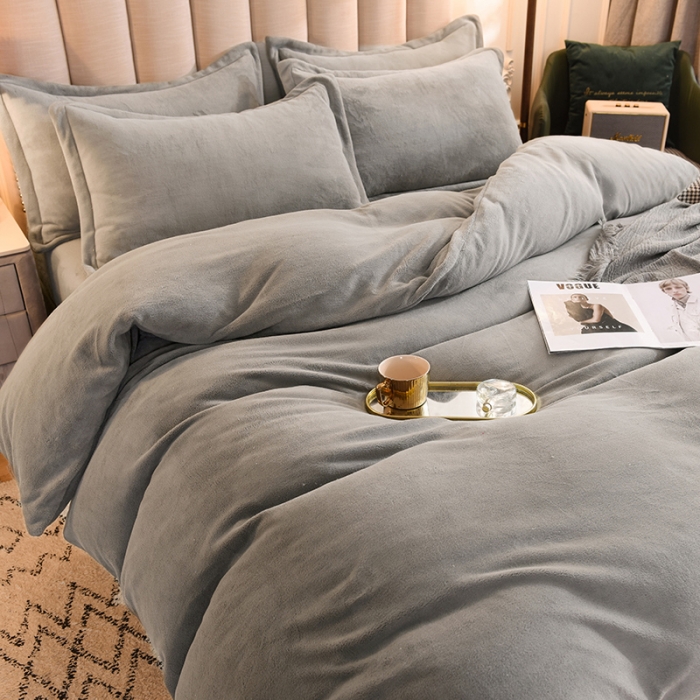 91家纺网 家纺一手货源 找家纺 甜之梦家纺2025新款牛奶绒四件套（可定制尺寸） 浅灰