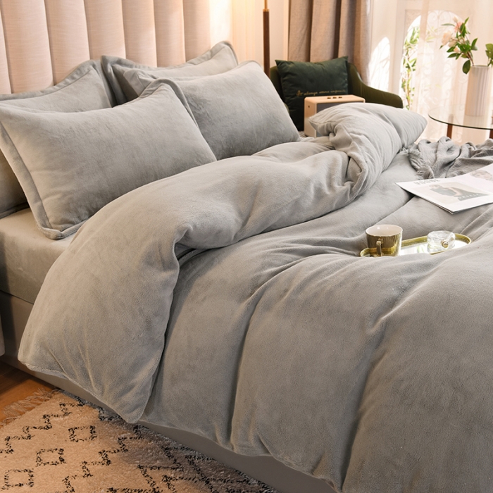 91家纺网 家纺一手货源 找家纺 甜之梦家纺2025新款牛奶绒四件套（可定制尺寸） 浅灰