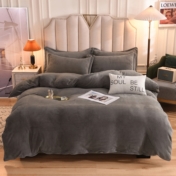 91家纺网 家纺一手货源 找家纺 甜之梦家纺2025新款牛奶绒四件套（可定制尺寸） 深灰