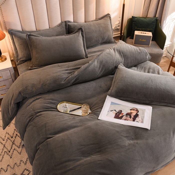 91家纺网 家纺一手货源 找家纺 甜之梦家纺2025新款牛奶绒四件套（可定制尺寸） 深灰