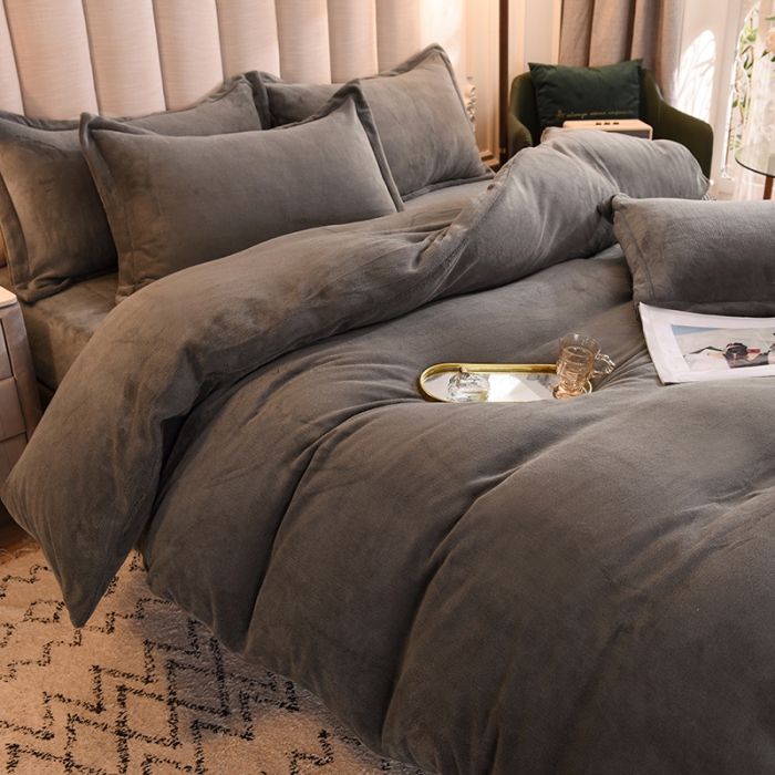 91家纺网 家纺一手货源 找家纺 甜之梦家纺2025新款牛奶绒四件套（可定制尺寸） 深灰