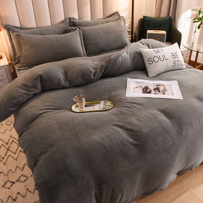 91家纺网 家纺一手货源 找家纺 甜之梦家纺2025新款牛奶绒四件套（可定制尺寸） 深灰