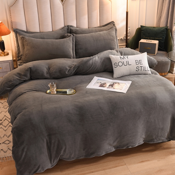 91家纺网 家纺一手货源 找家纺 甜之梦家纺2025新款牛奶绒四件套（可定制尺寸） 深灰