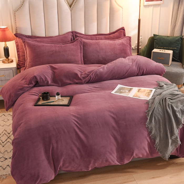 91家纺网 家纺一手货源 找家纺 甜之梦家纺2025新款牛奶绒四件套（可定制尺寸） 紫豆沙