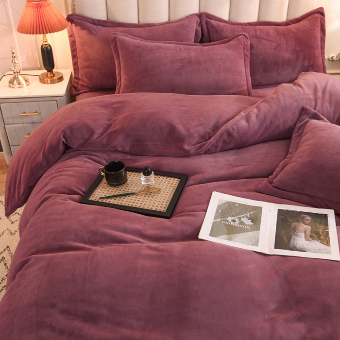 91家纺网 家纺一手货源 找家纺 甜之梦家纺2025新款牛奶绒四件套（可定制尺寸） 紫豆沙