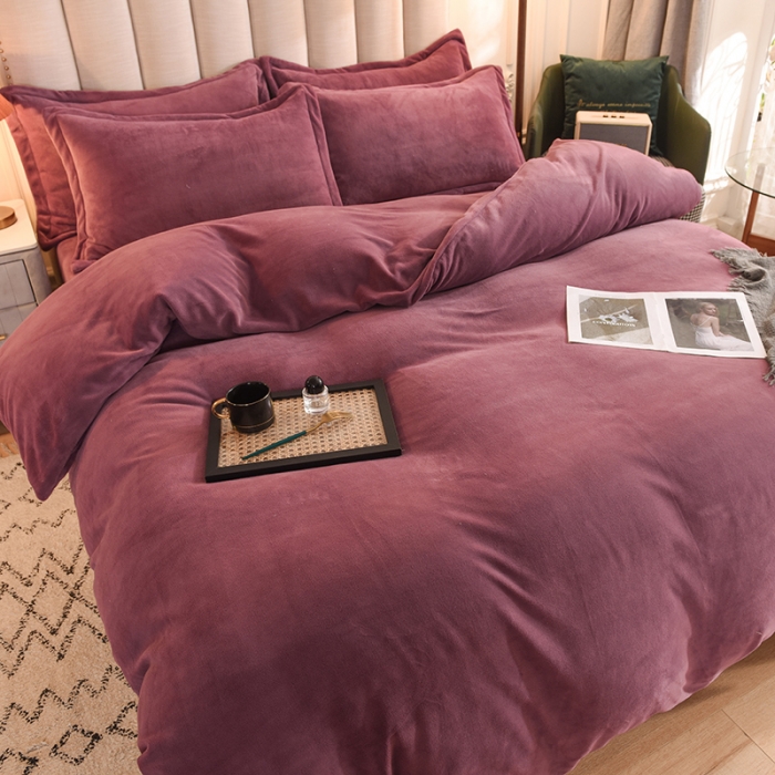 91家纺网 家纺一手货源 找家纺 甜之梦家纺2025新款牛奶绒四件套（可定制尺寸） 紫豆沙