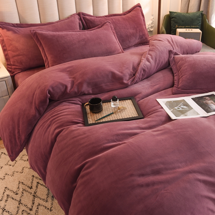 91家纺网 家纺一手货源 找家纺 甜之梦家纺2025新款牛奶绒四件套（可定制尺寸） 紫豆沙