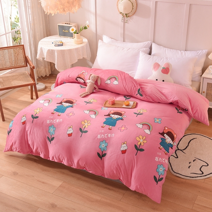 91家纺网 家纺一手货源 找家纺 甜之梦 2025新款水晶绒单品被套 彩虹女孩